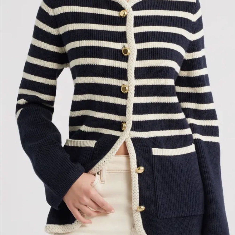 Nora Stripe Cotton Blend Cardigan rag & bone